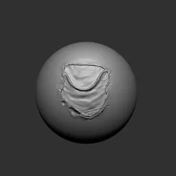 Blender 3D sculpting brush for creating detailed fabric tears and holes in 3D models.