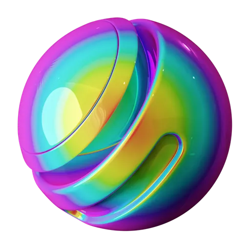 Vibrant Rainbow Gradient PBR material for Blender 3D, suitable for FX with a procedural shader for customizable effects.
