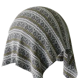 High-resolution fabric multi-pattern 2K texture for 3D Blender materials, with intricate black and white designs.