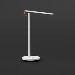 Contemporary 3D-rendered adjustable table lamp with circular base and slender stem, ideal for architectural visualization in Blender.