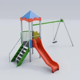 Playground tower with swing | Playgrounds models | BlenderKit
