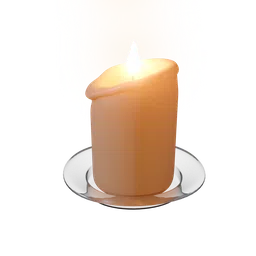 Highly detailed 3D model of a large, lit candle with realistic flame, optimized for Blender rendering.