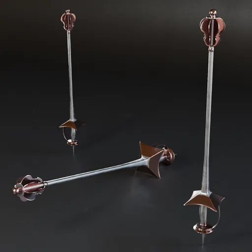 Detailed 3D mace model, showcasing high-quality metal textures and low poly design ideal for war game assets.