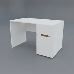 Minimalist white 3D modeled desk with drawer, optimized for Blender use.