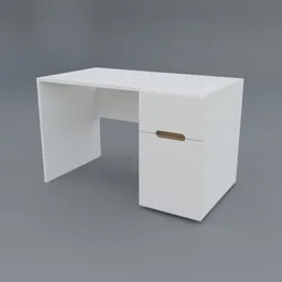"White Desk with Drawer - 3D Model for Blender 3D | Comfortable Workspace for Office or Home - Photorealistic Details".