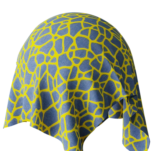 Detailed blue and yellow 4K PBR fabric texture for realistic 3D rendering in Blender.