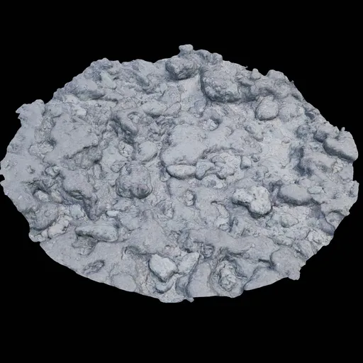Detailed 3D rock and sand terrain model with realistic textures for Blender rendering.