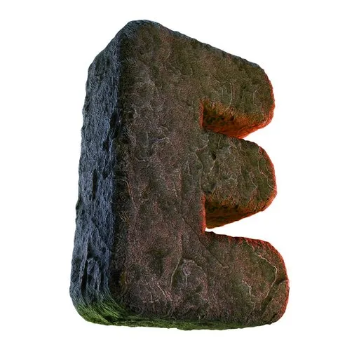 E Letter of Alphabet Stone Carved