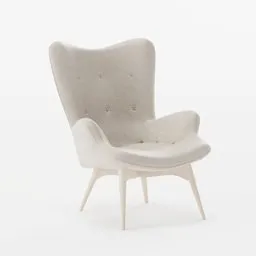 High-back upholstered 3D chair model with button details, compatible with Blender.