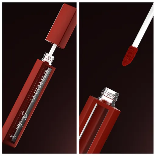 Liquid lipstick rotating and opening