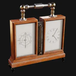 1800s Clock Barometer Desk Set Wooden