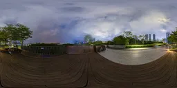 Seaside walkway at night