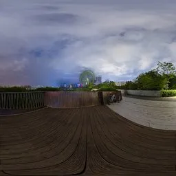 Seaside walkway at night