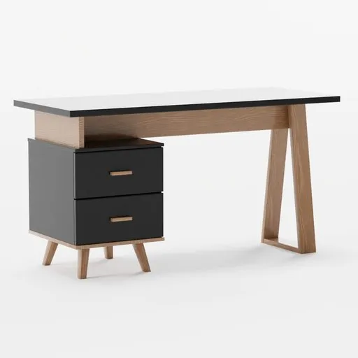 3D model of a modern office desk with drawers, suitable for Blender 3D rendering and animation.