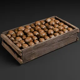 Realistic 3D model of neatly arranged fruits in a wooden crate, optimized for Blender, ideal for market scenes.