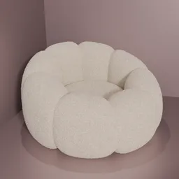 Beige segmented soft seating 3D model with realistic texture, compatible with Blender for interior design.
