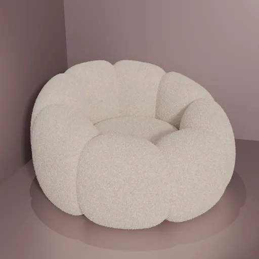 Beige segmented soft seating 3D model with realistic texture, compatible with Blender for interior design.