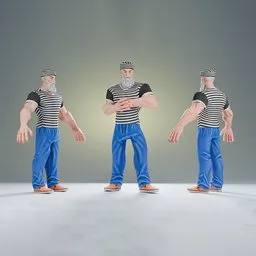 Stylized Elderly Inmate Muscular body