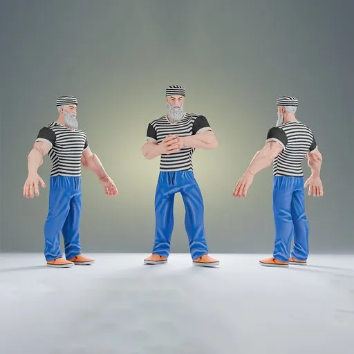 Stylized Elderly Inmate Muscular body