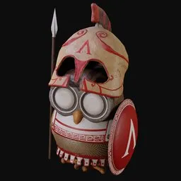 Spartan Hoplite Owl Figurine