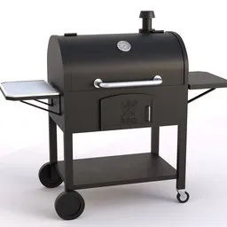 "Charcoal Barbecue Grill on Cart - 3D Model for Blender 3D. Rugged design inspired by Bob Singer and blacksmith apron inspired by Keos Masons. Perfect for outdoor scenes in exterior-other category."