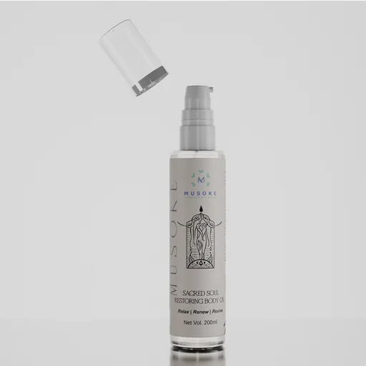Cosmetics body oil white bg setup