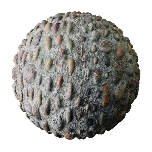 High-resolution Cobble Stone texture, perfect for 3D modeling in Blender, featuring realistic PBR finishes suitable for flooring and walls.