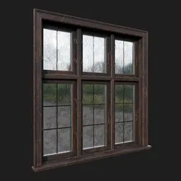 Rustic Vintage Wooden Window Triple Pane