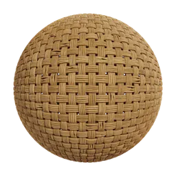 Detailed PBR textured surface of woven rattan, ideal for 3D modeling in Blender and similar applications.