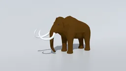 3D polygonal mammoth model rendered in Blender, optimized for CG visualizations with separate eye elements and quad meshes.