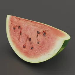"Highly detailed textured Quarter Watermelon 3D model for Blender 3D with 8k resolution. Inspired by Alfred Leyman, this realistic fruit model is perfect for your virtual reality and metaverse projects. Created by Puru and available on ArtStation."