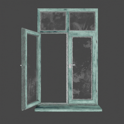 Green painted Wooden window