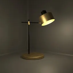 3D-rendered elegant copper table lamp with modern design, showcasing in soft lighting for Blender 3D artists.