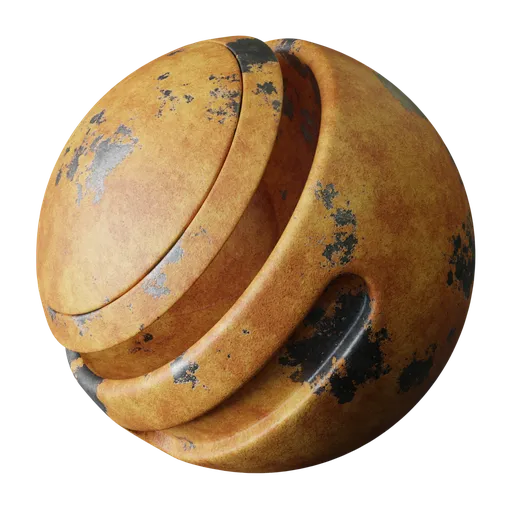 Highly detailed, corroded metal texture, ideal for realistic PBR shading in 3D modeling and rendering applications.