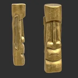 Tiki God Gaping Maw Statue Gold