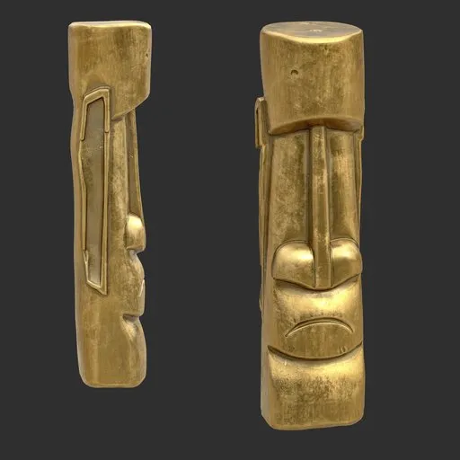 Tiki God Gaping Maw Statue Gold