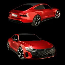 "Fully Rigged 2022 Audi e-tron GT 3D Model for Blender 3D - Standard Category, Realistic Skin Shader, Inspired by Flavie Audi and André Beauneveu, with Anamorphic Lens Flares and Detailed Render -n 9."