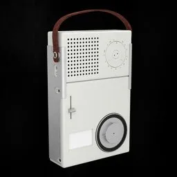 "Retro Braun Pocket Radio designed by Dieter Rams in 1968. This Blender 3D model features an Orwellian style inspired by Victor Brauner, perfect for audio enthusiasts and vintage collectors."