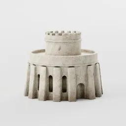 Detailed Blender 3D model of a circular, stone medieval temple with arches.