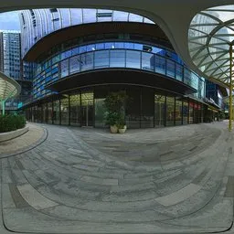 In front of the building