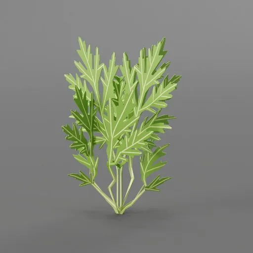 Detailed 3D model of wormwood plant for gaming, created with Blender, ideal for virtual nature scenes.