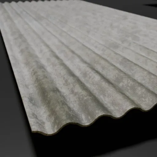 Detailed 3D corrugated cement roofing for exterior design, realistic texture, ready for Blender use.