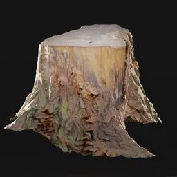 "Highly-detailed 3D model of an old tree stump with cracked bark for Blender 3D. Includes 8k textures and created using Photoscan technology for hyperrealism. Ideal for environmental themed projects."