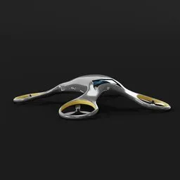 "Get your hands on a futuristic white and gold hovering drone! This animated 3D model, inspired by Paul Bird, features 4 animated props and was created in Blender 3D. Perfect for your sci-fi or small electric vehicle projects."