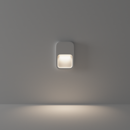 "Minimalist wall light for stairs: a square silicone-covered light with sharp nose and rounded edges. Designed by Muqi and rendered in Redshift, this Blender 3D model features a luminist style and is perfect for architectural visualizations."