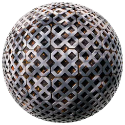 Detailed PBR texture of weathered crosshatch pattern with moss for 3D models, high-res 4096px design by SubdiVisors Studio.