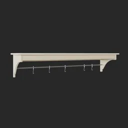 "Wall kitchen shelf with metal hooks, cream color, 120cm - IKEA Tornviken 3D model for Blender 3D. Highly detailed render perfect for storage category projects in video game asset design and top-quality product photo marketing."