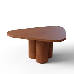 "Tronco coffee table in solid wood by designer Bonni for Blender 3D. This round-cropped, understated center table features partial symmetry and is inspired by figurativism. The 8k CGI model includes a wooden base and top, perfect for adding a touch of rustic elegance to any scene."
