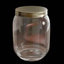 Realistic 3D-rendered glass jar with metal lid, optimized for Blender use in decor projects.