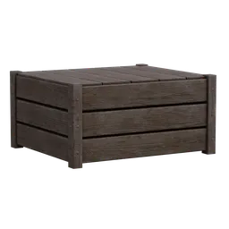 "Highly-detailed Blender 3D model of a wooden crate with handle, perfect for architecture projects. Textured with 1K resolution and photorealistic shading. Ideal for showcasing outdoors and paired with volumetric lighting effects."